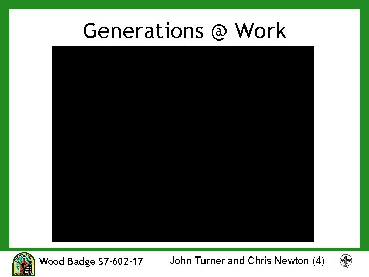 Generations @ Work Wood Badge S 7 -602 -17 John Turner and Chris Newton