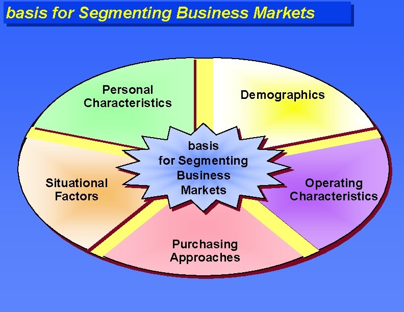 basis for Segmenting Business Markets Personal Characteristics Situational Factors Demographics basis for Segmenting Business