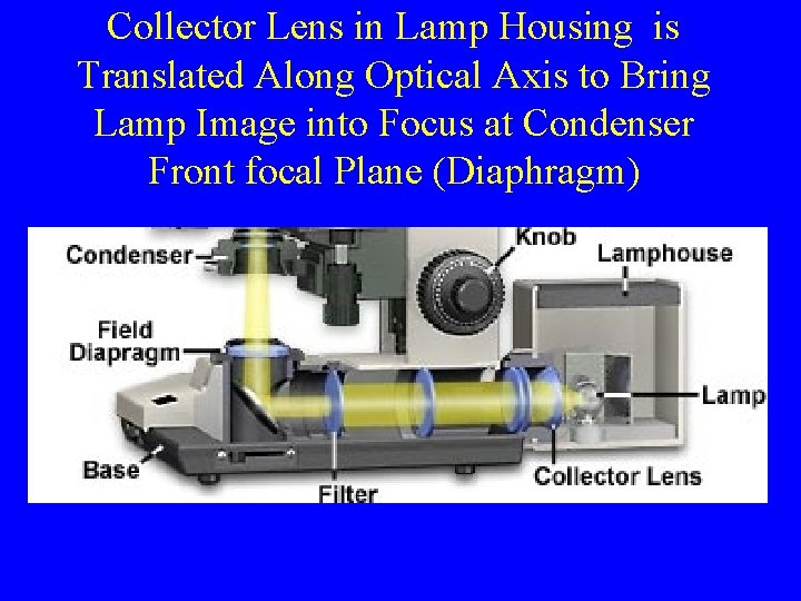 Collector Lens in Lamp Housing is Translated Along Optical Axis to Bring Lamp Image