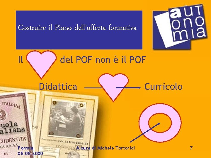 Costruire il Piano dell’offerta formativa Il del POF non è il POF Didattica Formia,