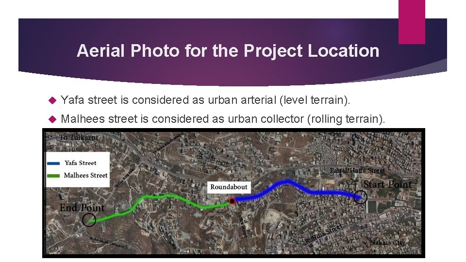 Aerial Photo for the Project Location Yafa street is considered as urban arterial (level