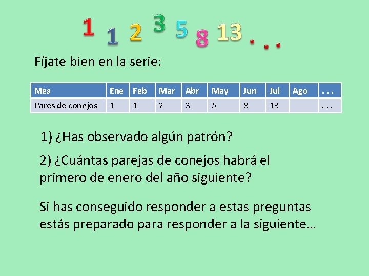 Fíjate bien en la serie: Mes Ene Feb Mar Abr May Jun Jul Pares