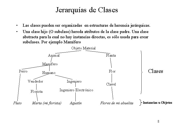 Jerarquías de Clases • • Las clases pueden ser organizadas en estructuras de herencia