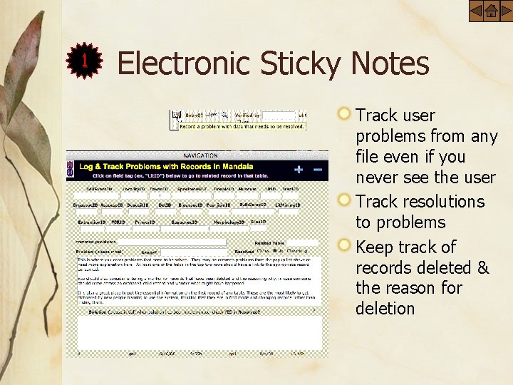 1 Electronic Sticky Notes Track user problems from any file even if you never
