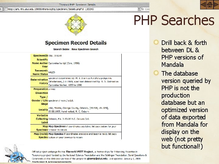 PHP Searches Drill back & forth between DL & PHP versions of Mandala The