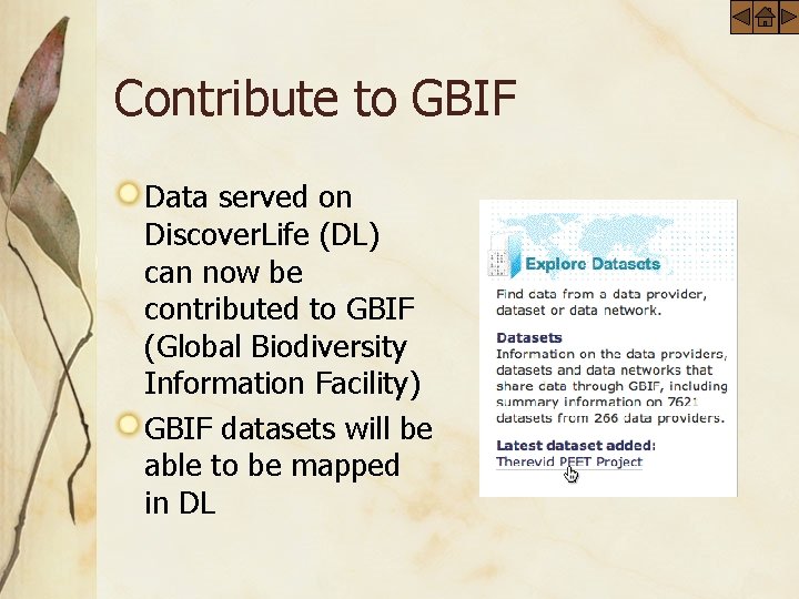 Contribute to GBIF Data served on Discover. Life (DL) can now be contributed to