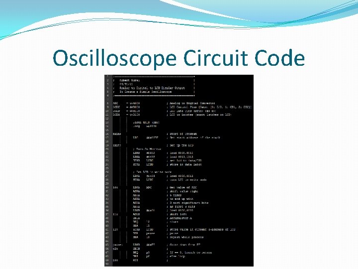 Oscilloscope Circuit Code 