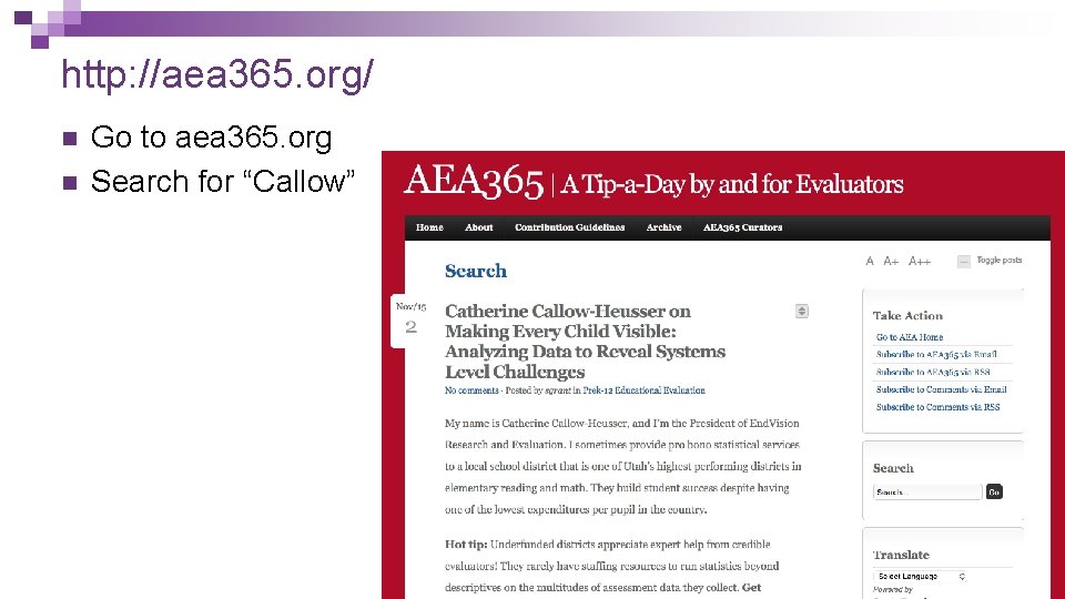 http: //aea 365. org/ n n Go to aea 365. org Search for “Callow” http: //aea 365. org/ n n Go to aea 365. org Search for “Callow”