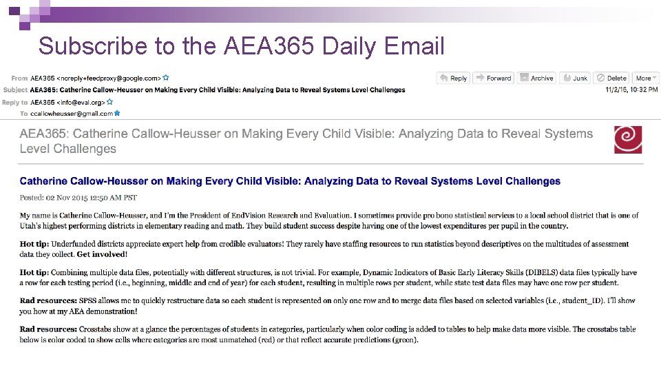 Subscribe to the AEA 365 Daily Email Subscribe to the AEA 365 Daily Email