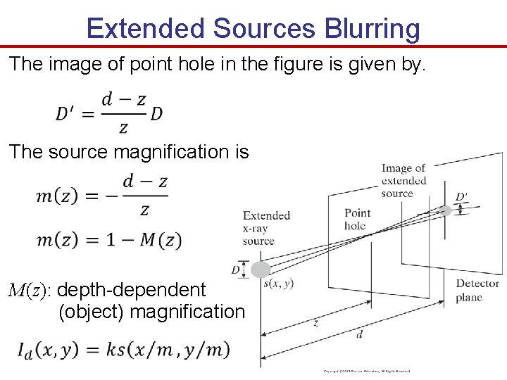 Extended Sources Blurring The image of point hole in the figure is given by. Extended Sources Blurring The image of point hole in the figure is given by.