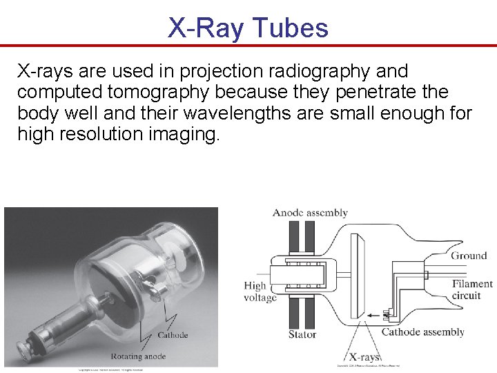 X-Ray Tubes X-rays are used in projection radiography and computed tomography because they penetrate X-Ray Tubes X-rays are used in projection radiography and computed tomography because they penetrate
