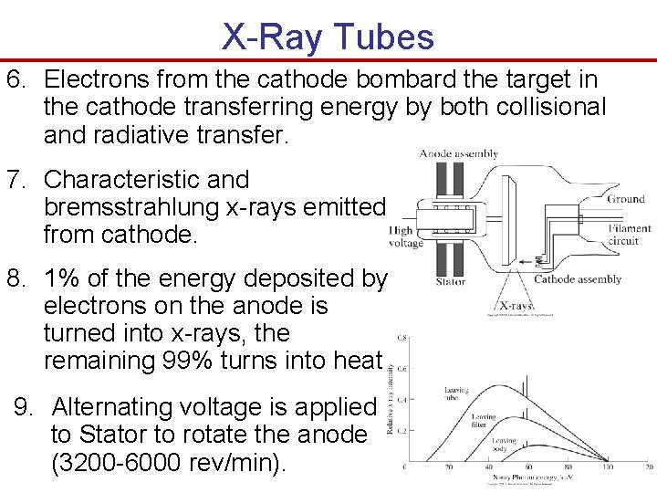 X-Ray Tubes 6. Electrons from the cathode bombard the target in the cathode transferring X-Ray Tubes 6. Electrons from the cathode bombard the target in the cathode transferring
