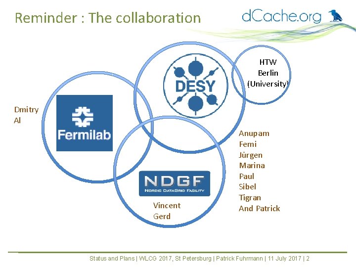 Reminder : The collaboration HTW Berlin (University) Dmitry Al Vincent Gerd Anupam Femi Jürgen