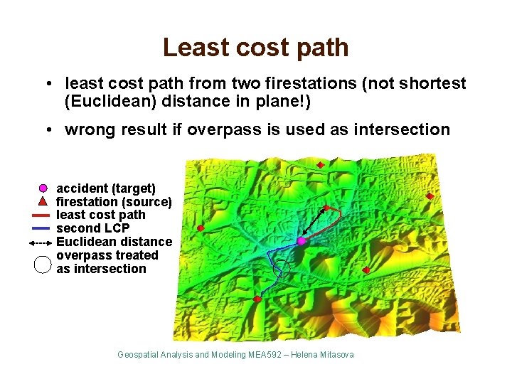 Least cost path • least cost path from two firestations (not shortest (Euclidean) distance