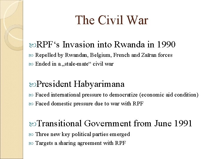 The Civil War RPF‘s Invasion into Rwanda in 1990 Repelled by Rwandan, Belgium, French