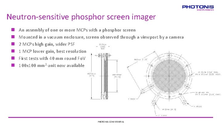 Neutron-sensitive phosphor screen imager An assembly of one or more MCPs with a phosphor