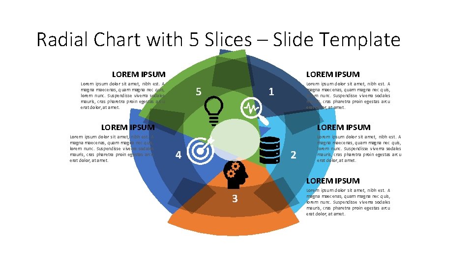 Radial Chart with 5 Slices – Slide Template LOREM IPSUM Lorem ipsum dolor sit