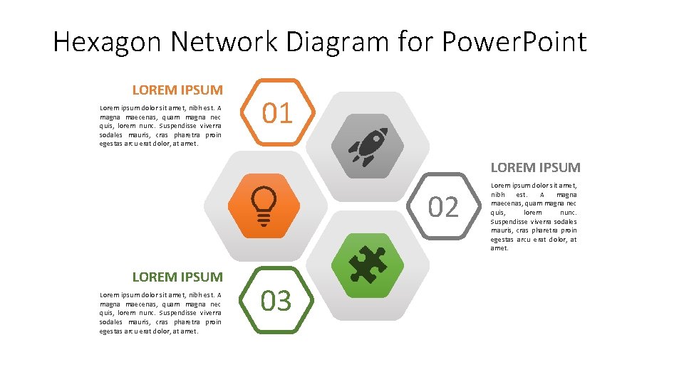 Hexagon Network Diagram for Power. Point LOREM IPSUM Lorem ipsum dolor sit amet, nibh