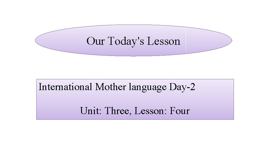 Our Today's Lesson International Mother language Day-2 Unit: Three, Lesson: Four 