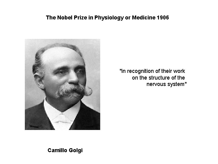 The Nobel Prize in Physiology or Medicine 1906 "in recognition of their work on