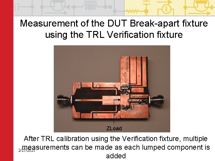 Measurement of the DUT Break-apart fixture using the TRL Verification fixture ZLoad After TRL