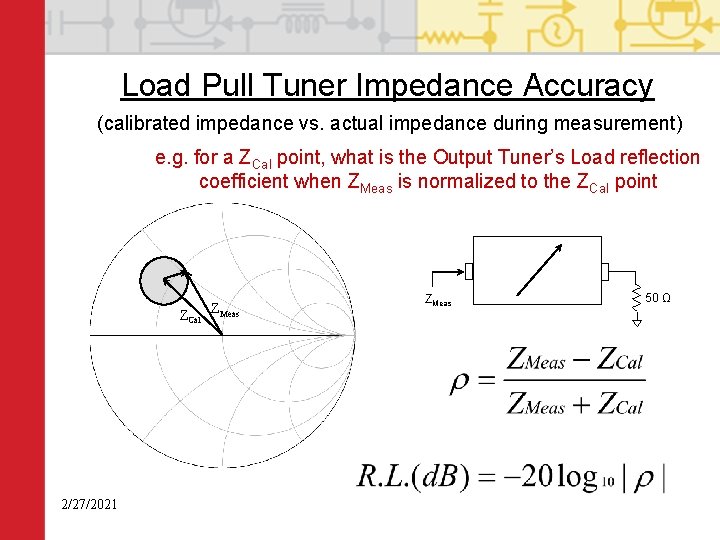 Load Pull Tuner Impedance Accuracy (calibrated impedance vs. actual impedance during measurement) e. g.