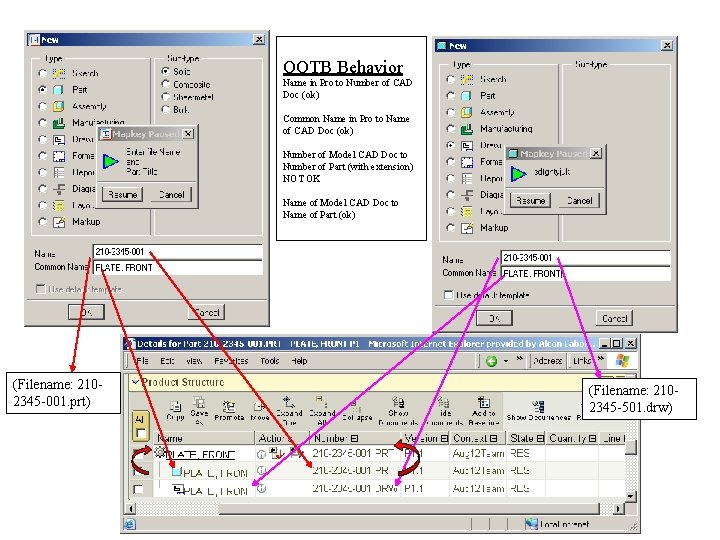 OOTB Behavior Name in Pro to Number of CAD Doc (ok) Common Name in