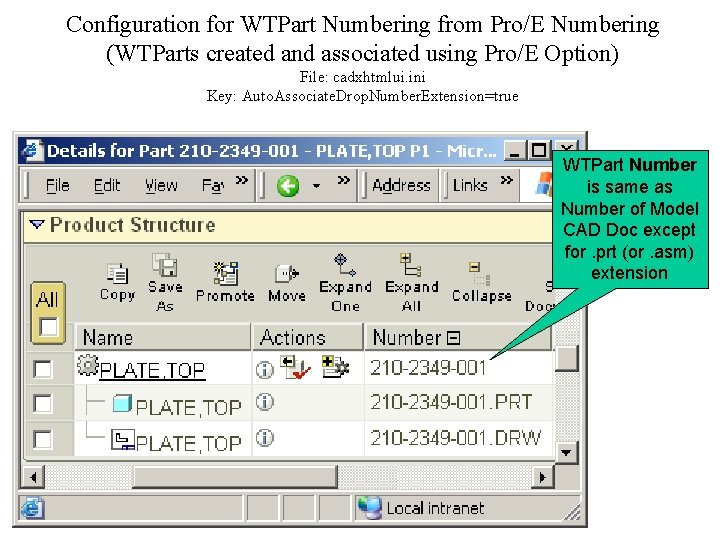 Configuration for WTPart Numbering from Pro/E Numbering (WTParts created and associated using Pro/E Option)