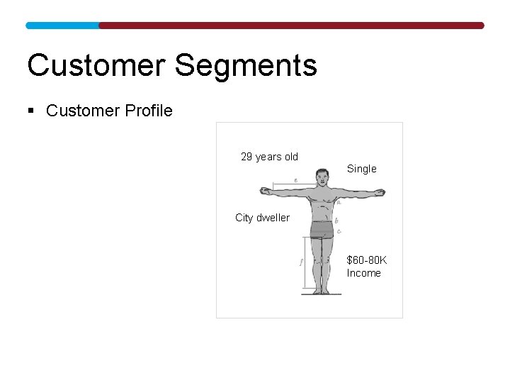 Customer Segments § Customer Profile 29 years old Single City dweller $60 -80 K