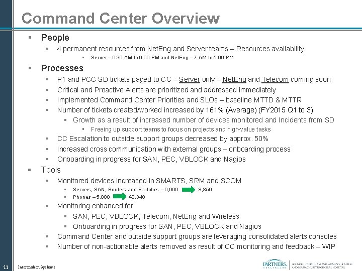 Command Center Overview § People § 4 permanent resources from Net. Eng and Server