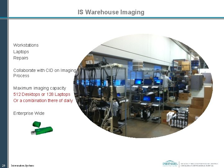 IS Warehouse Imaging Workstations Laptops Repairs Collaborate with CID on Imaging Process Maximum imaging