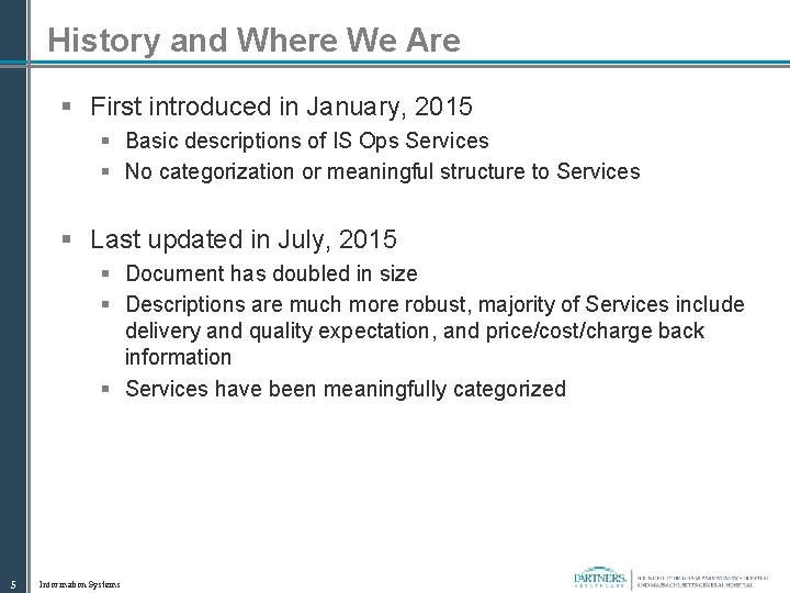 History and Where We Are § First introduced in January, 2015 § Basic descriptions