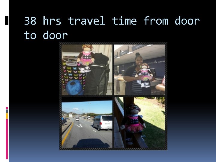 38 hrs travel time from door to door 