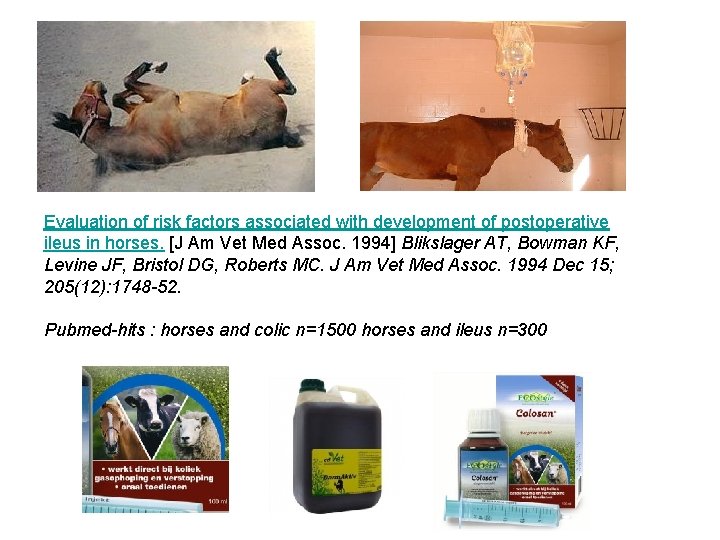 Evaluation of risk factors associated with development of postoperative ileus in horses. [J Am