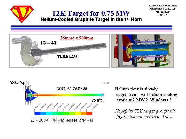 T 2 K Target for 0. 75 MW st How to build a Superbeam