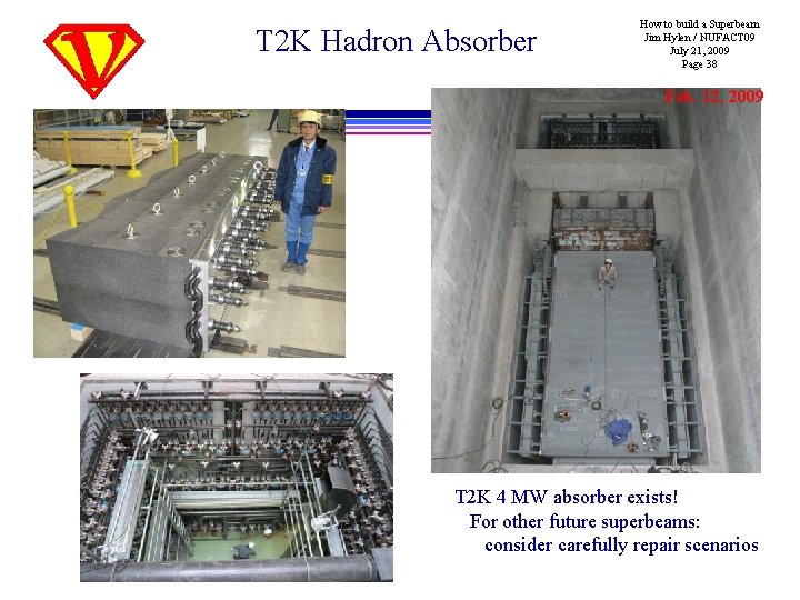T 2 K Hadron Absorber How to build a Superbeam Jim Hylen / NUFACT