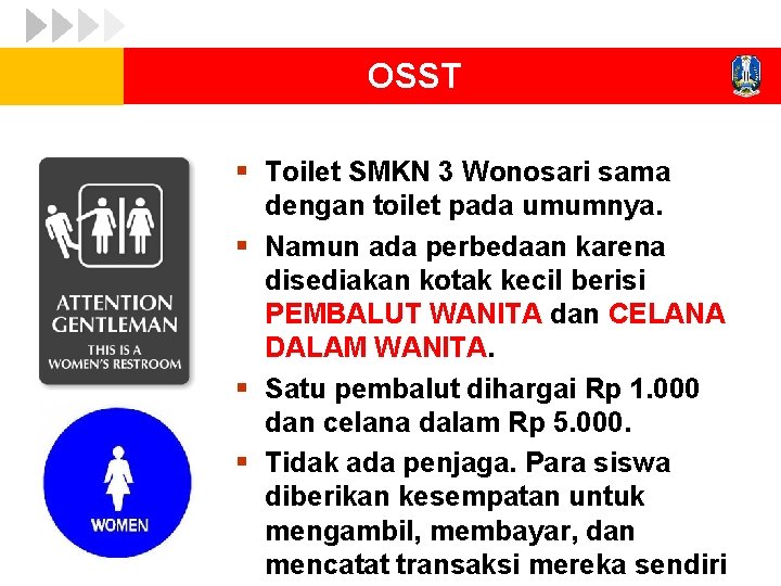 OSST § Toilet SMKN 3 Wonosari sama dengan toilet pada umumnya. § Namun ada