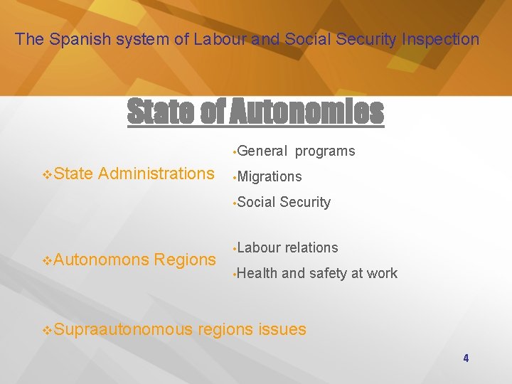 The Spanish system of Labour and Social Security Inspection State of Autonomies • General