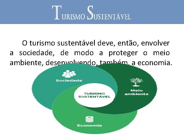  O turismo sustentável deve, então, envolver a sociedade, de modo a proteger o