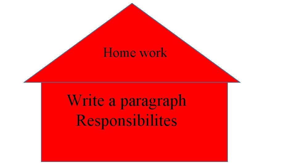 Home work Write a paragraph Responsibilites 
