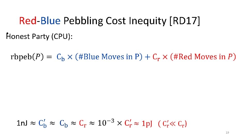 Red-Blue Pebbling Cost Inequity [RD 17] • 19 