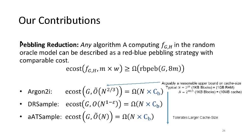 Our Contributions • Tolerates Larger Cache-Size 24 