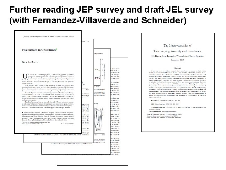 Further reading JEP survey and draft JEL survey (with Fernandez-Villaverde and Schneider) 