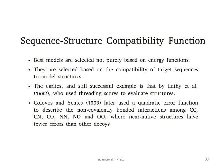 ab initio str. Pred. 30 