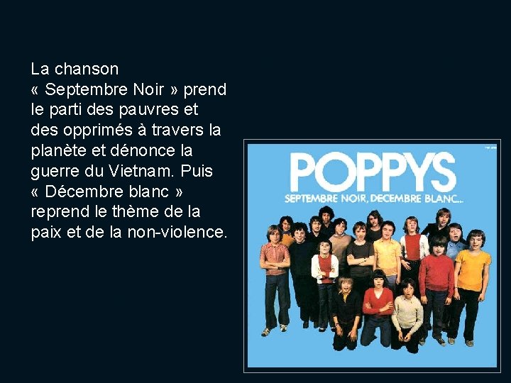 La chanson « Septembre Noir » prend le parti des pauvres et des opprimés