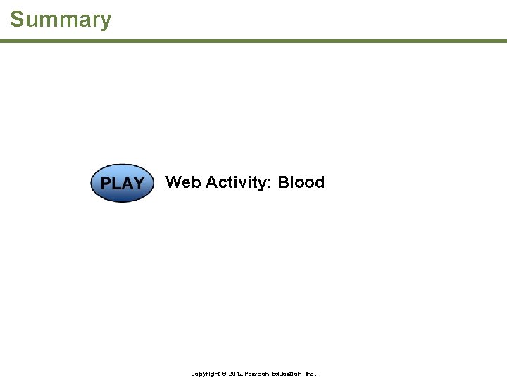 Summary Web Activity: Blood Copyright © 2012 Pearson Education, Inc. 