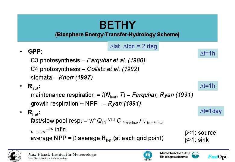 BETHY (Biosphere Energy-Transfer-Hydrology Scheme) lat, lon = 2 deg • GPP: t=1 h C