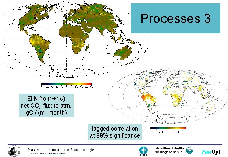 Processes 3 El Niño (>+1 s) net CO 2 flux to atm. g. C