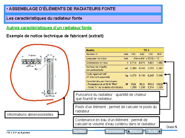  • ASSEMBLAGE D’ÉLÉMENTS DE RADIATEURS FONTE Les caractéristiques du radiateur fonte Autres caractéristiques