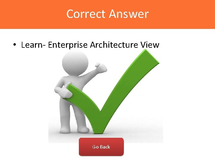 Correct Answer • Learn- Enterprise Architecture View Go Back 